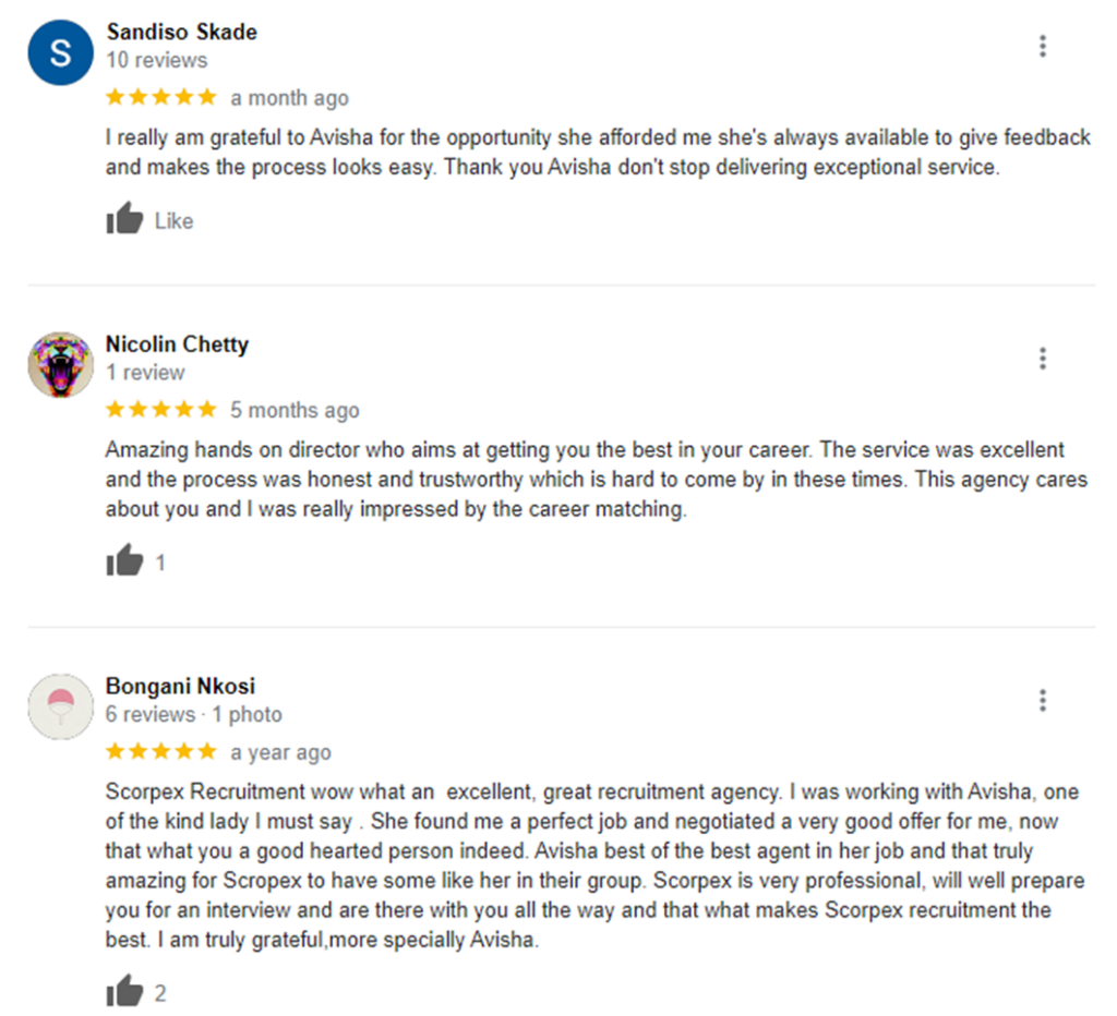 Scorpex Recruitment Google review